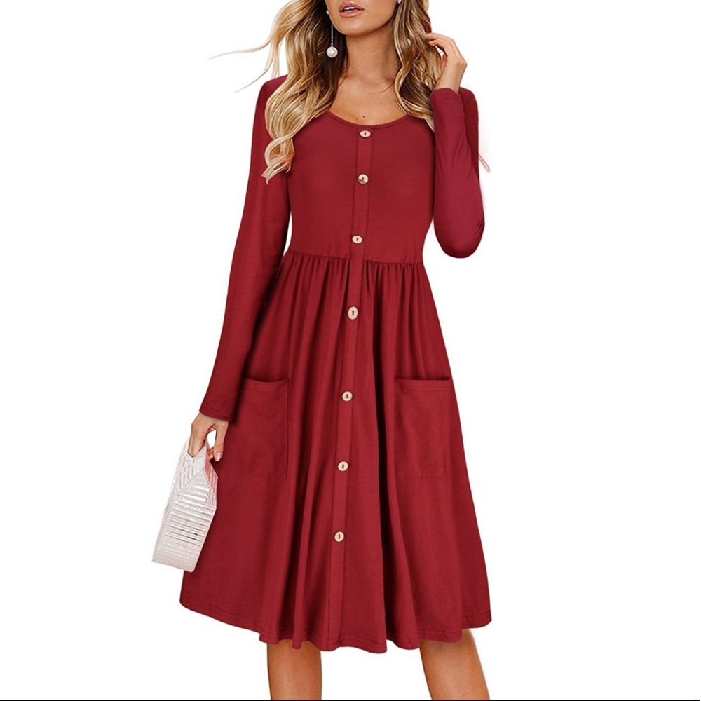 Women's Long Sleeve Midi Dress